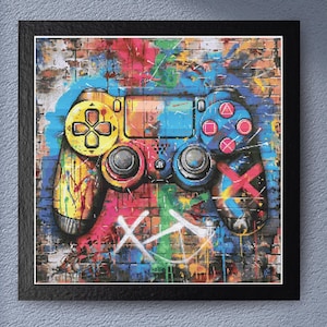 Cross Stitch Pattern - Controller Chaos: Vibrant Gaming 300x300 Stitches. Counted Cross-Stitch, Stunning video game decor for a gamer's room