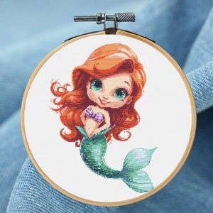 Whimsical Mermaid Sea Princess Cross Stitch Pattern - Enchanting Underwater Fantasy - Instant Download 200 x 200 stitches Cute Characters