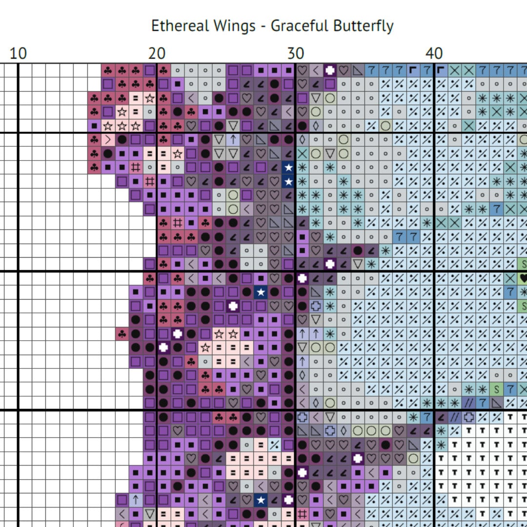 Ethereal Wings - Graceful Butterfly Cross Stitch Pattern  300 x 300 Stiches. Counted Cross-Stitch. A Whimsical Winged Wonder of Nature. - Thumbnail 5