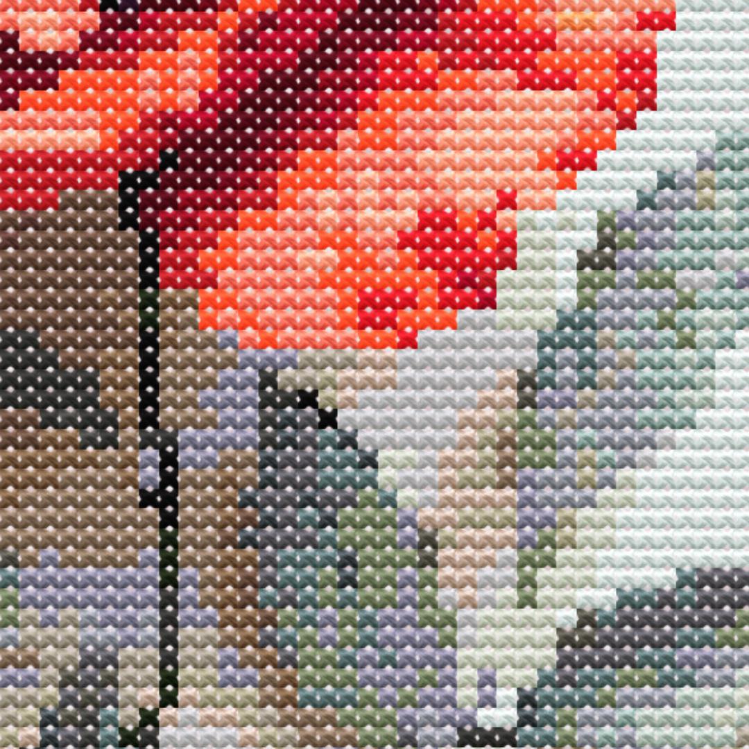 Elegant Red Poppy Cross-Stitch Pattern for Floral Remembrance | Nature-Inspired Stitch Design - Thumbnail 4