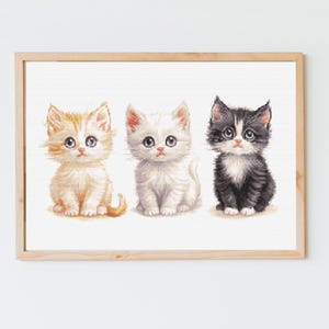 Kitten Cross Stitch Pattern - An Adorable Trio of Kittens, Cute Cat Cross-Stitch Pattern Collection