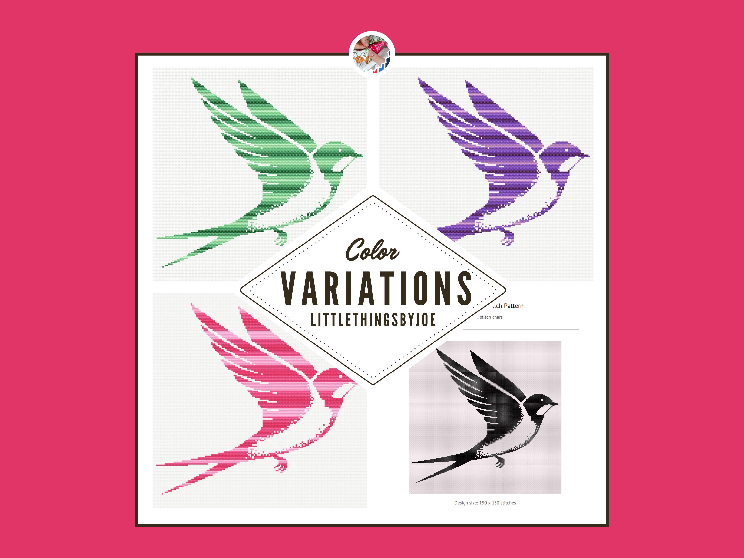 Swallow Pattern - Designed For Variegated Thread - Color Variations - Image 1