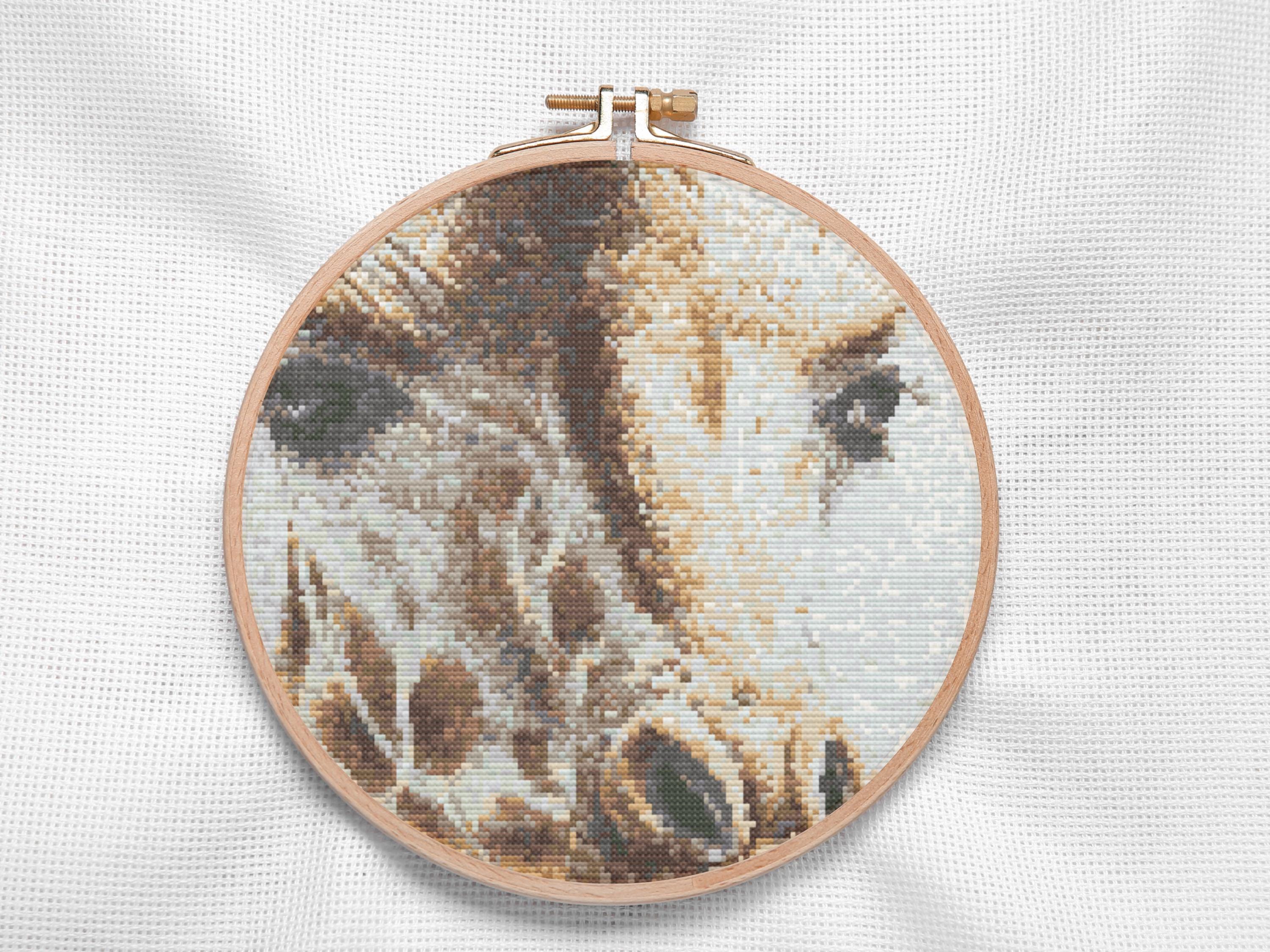 Giraffe Watercolor Safari Portrait Cross Stitch Pattern - South African Wildlife, Counted Cross Stitch, Embroidery PDF Design - Thumbnail 3
