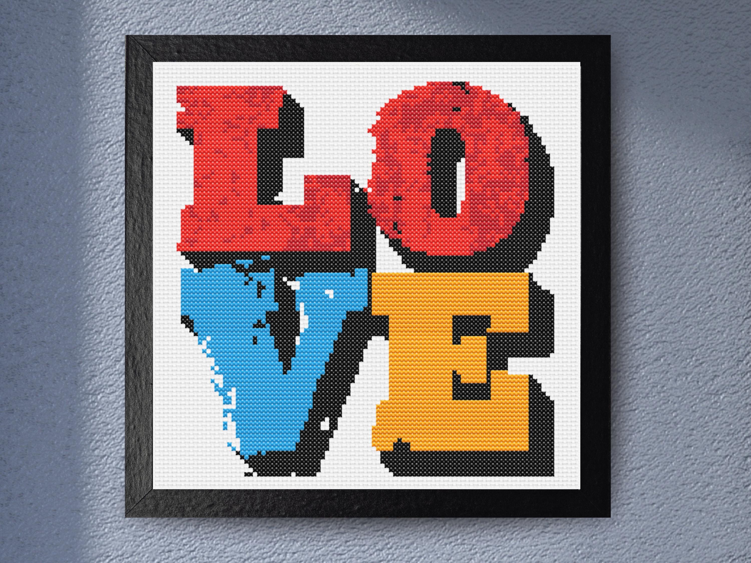 Bold LOVE  Modern Typography Pop Art Style Colorful 