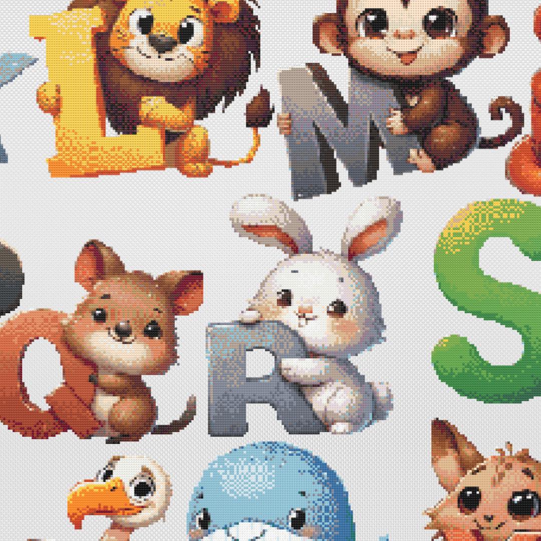 Animal Alphabet Cross Stitch Patterns. A - Z Animal Alphabet Bundle: 26 Individual Counted Cross Stitch Patterns - Thumbnail 7