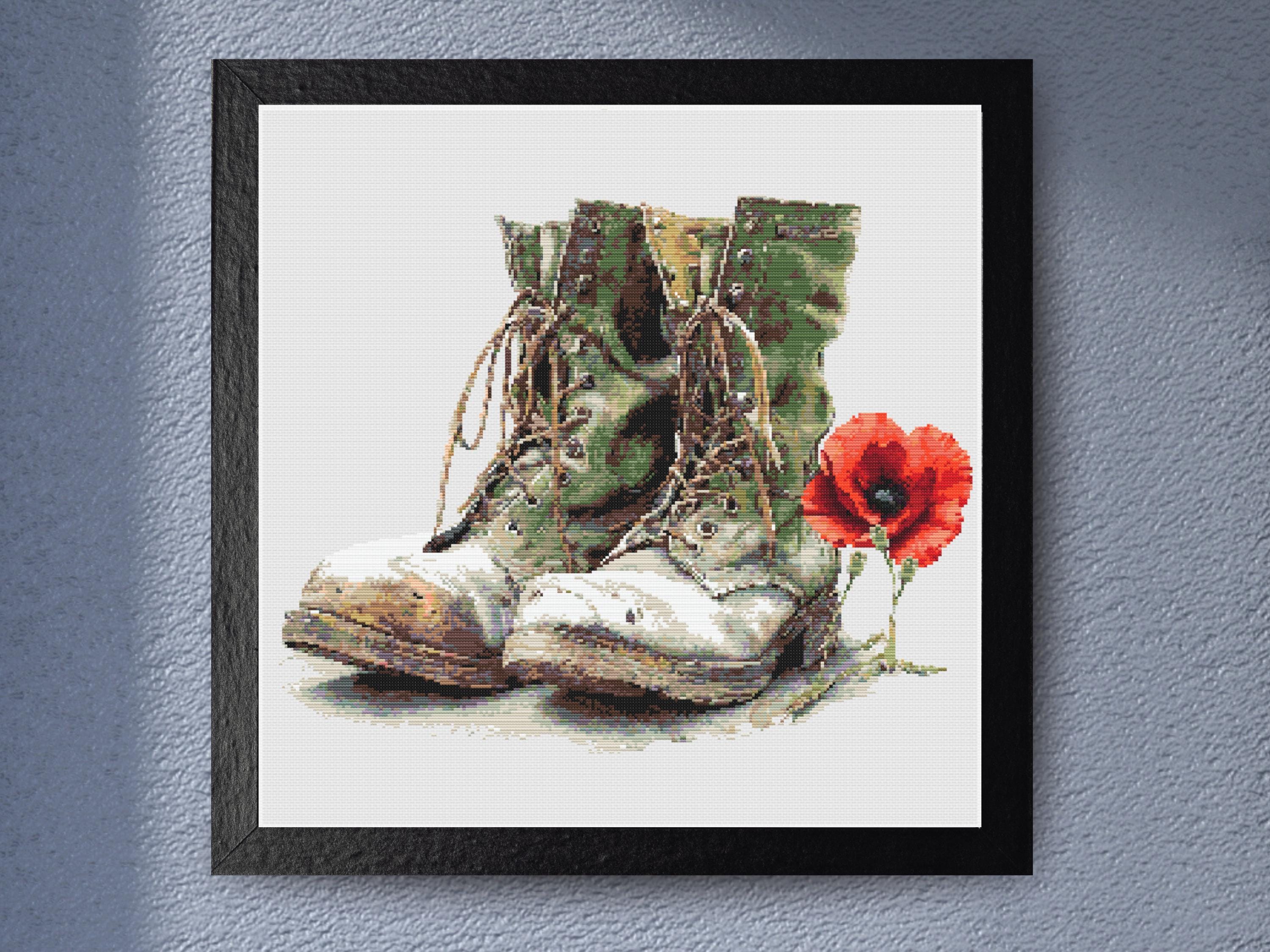 Military Boots with Poppy - War Remembrance Armed Forces - Image 1