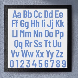 Alphabet Cross Stitch Pattern – Uppercase (40 Stitches High), Lowercase + Numbers, Modern Block Font for Name Samplers, Quotes & Custom Text