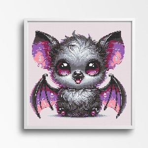 Halloween Baby Bat Cross Stitch Pattern, Cute Creature Design, Adorable Halloween Decor, Spooky Embroidery 150 x 150 Stitches