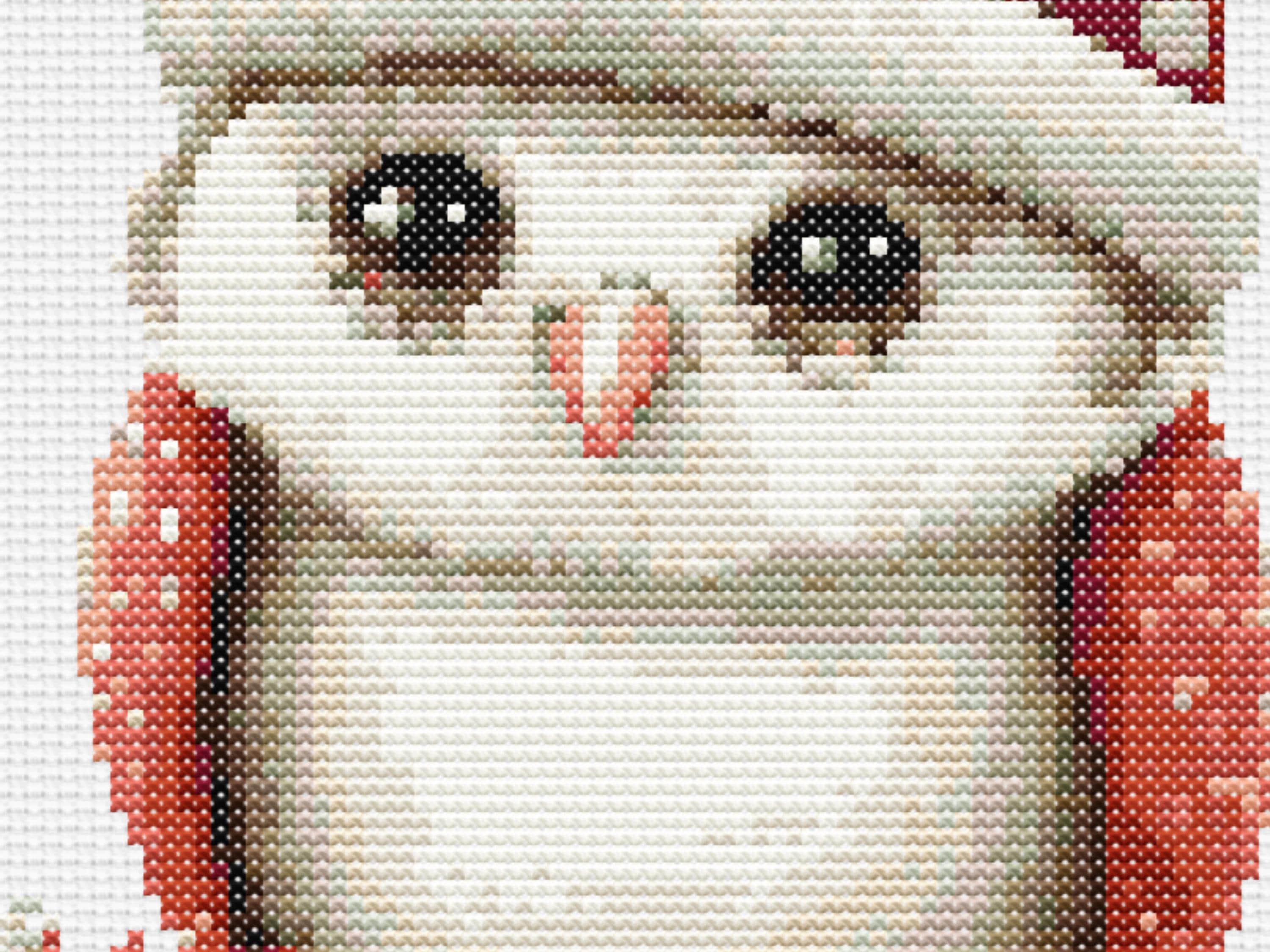 Festive Owl Christmas Stocking Cross Stitch Pattern Featuring an Owl in a Santa Hat with Poinsettia and Pine Branch - Holiday PDF Chart - Thumbnail 5