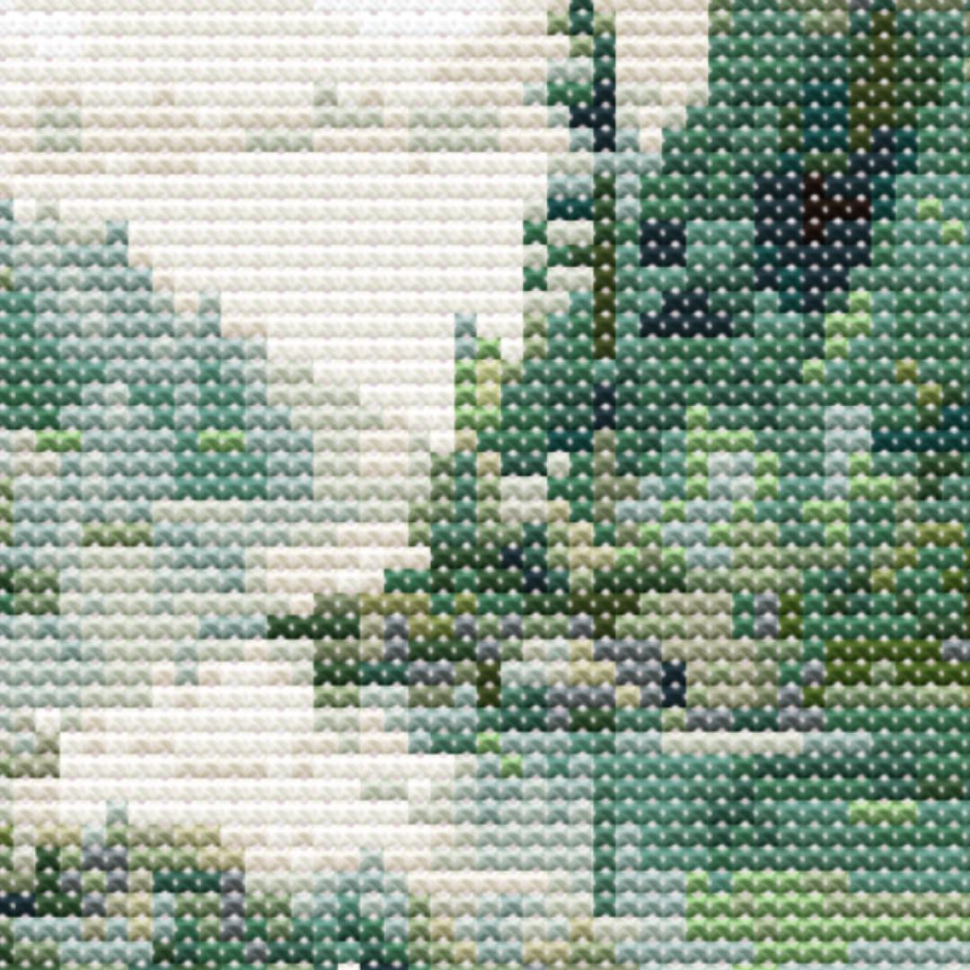 Cross Stitch Pattern - Nature's Serenity:  Watercolor Landscape - Forest River Mountains - Captivating Landscape Embroidery Pattern - Thumbnail 5