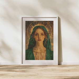 Cross Stitch Pattern of Mary, The Virgin Mother Religious Embroidery Counted Cross-Stitch, Crossstitch PDf Digital Download