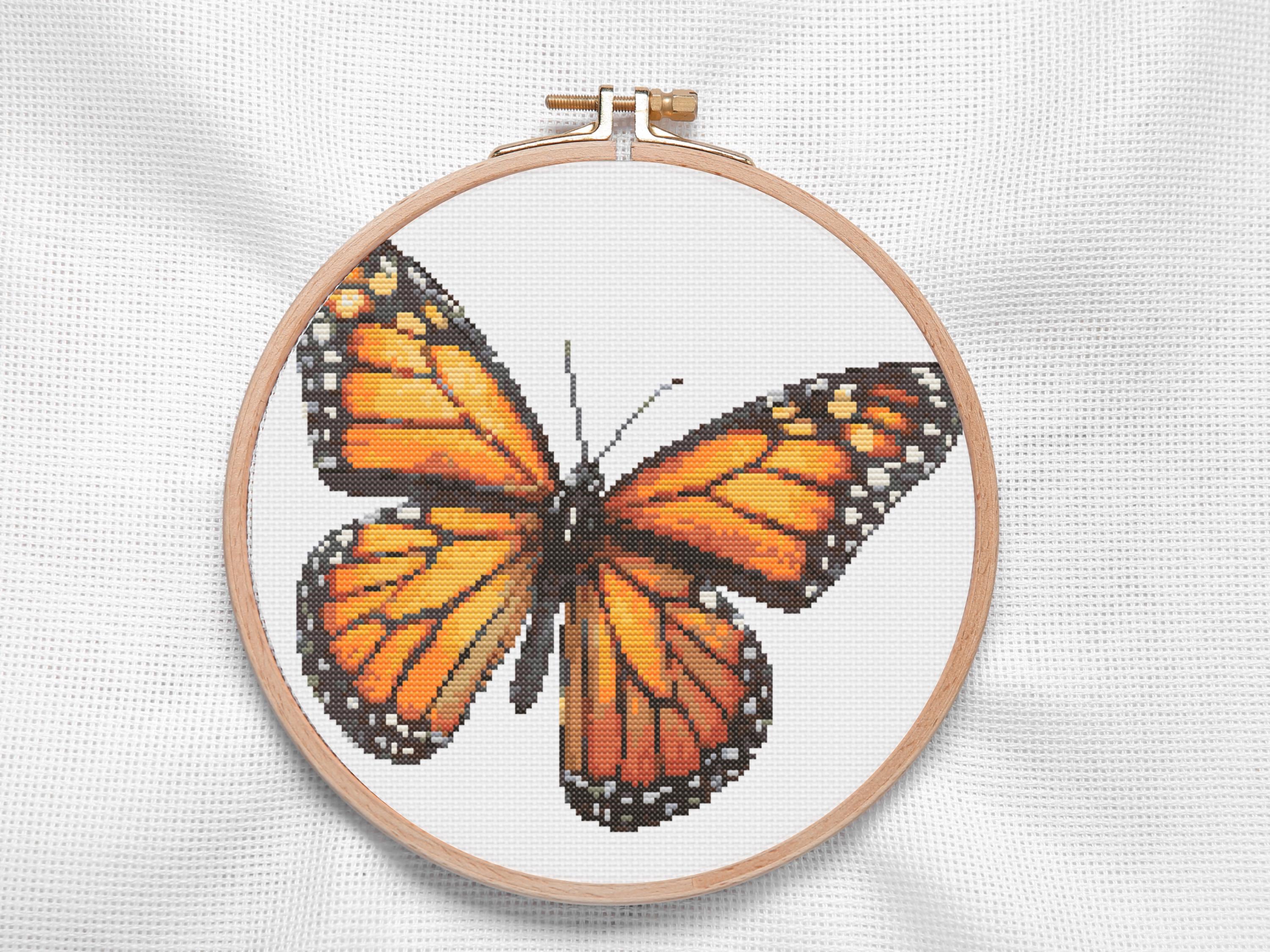 Monarch Butterfly Cross Stitch Pattern Cottagecore Insect Embroidery Design PDF Chart for Counted Cross Stitch Art and Decor - Thumbnail 3