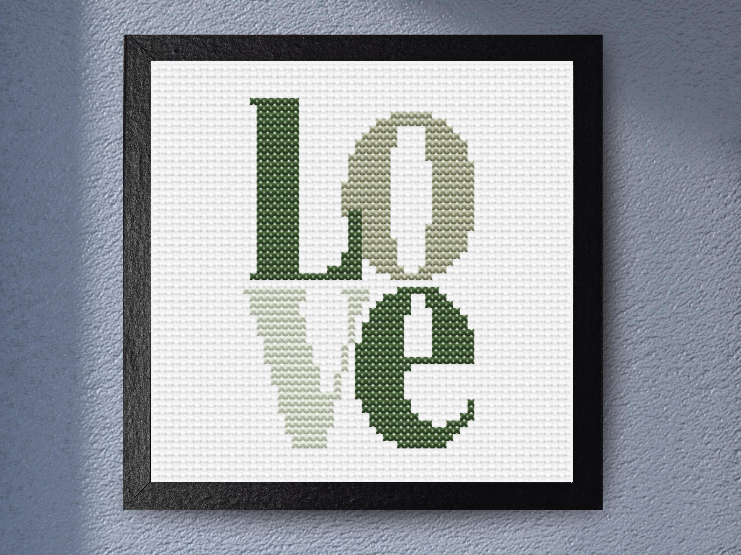 Love - Modern Typography - Minimalist Word Art Green Taupe 