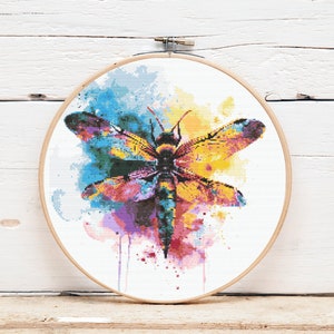 Modern Dragonfly Stitch Chart, Counted Cross Stitch Pattern, Printable Digital Download, Embroidery Project, 200 x 200 Stiches.