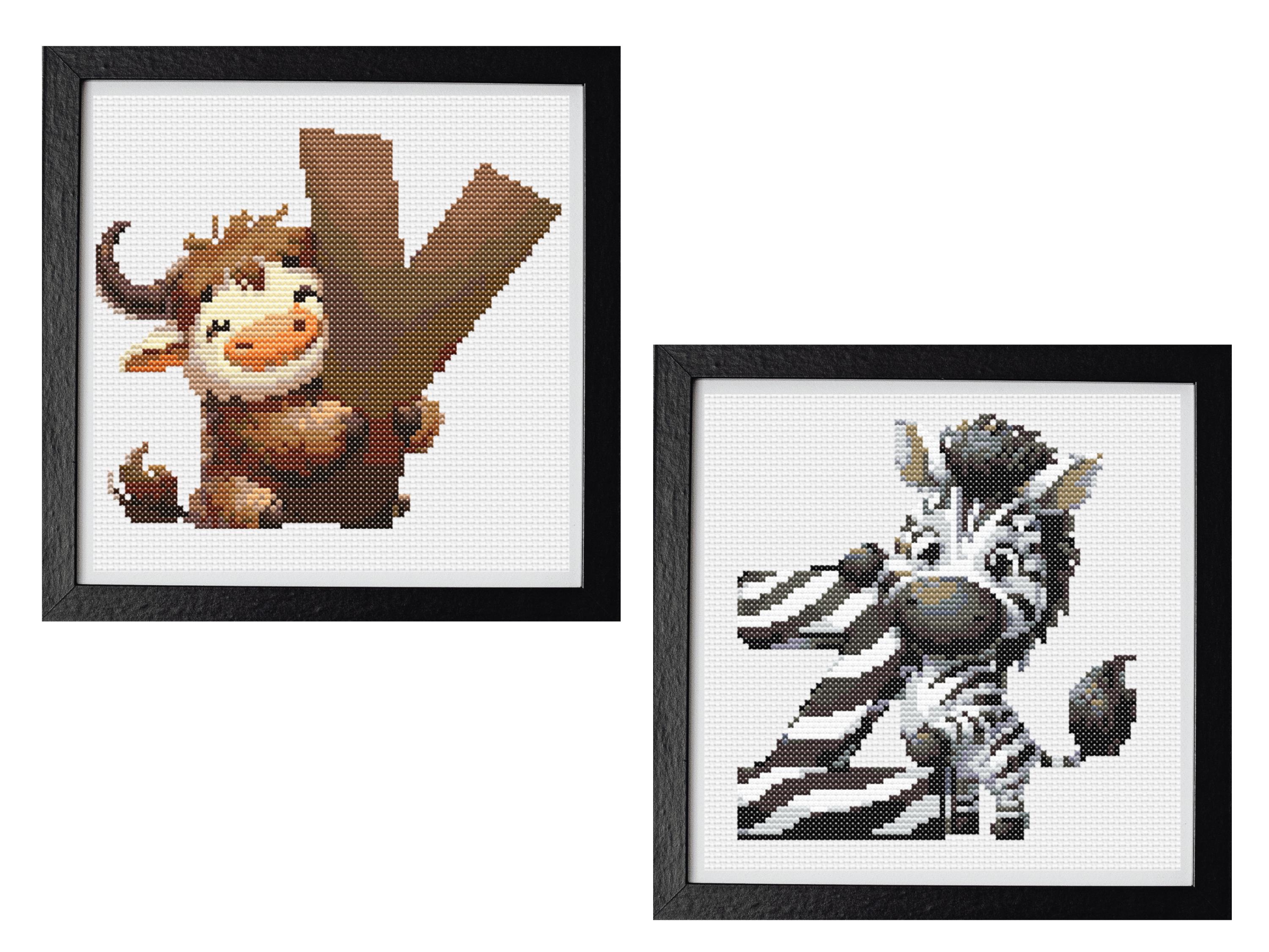 A - Z Animal Alphabet Bundle: 26 Individual Counted Cross Stitch Patterns. Can be used for Nursery, Playroom and Classroom Decor. - Thumbnail 3