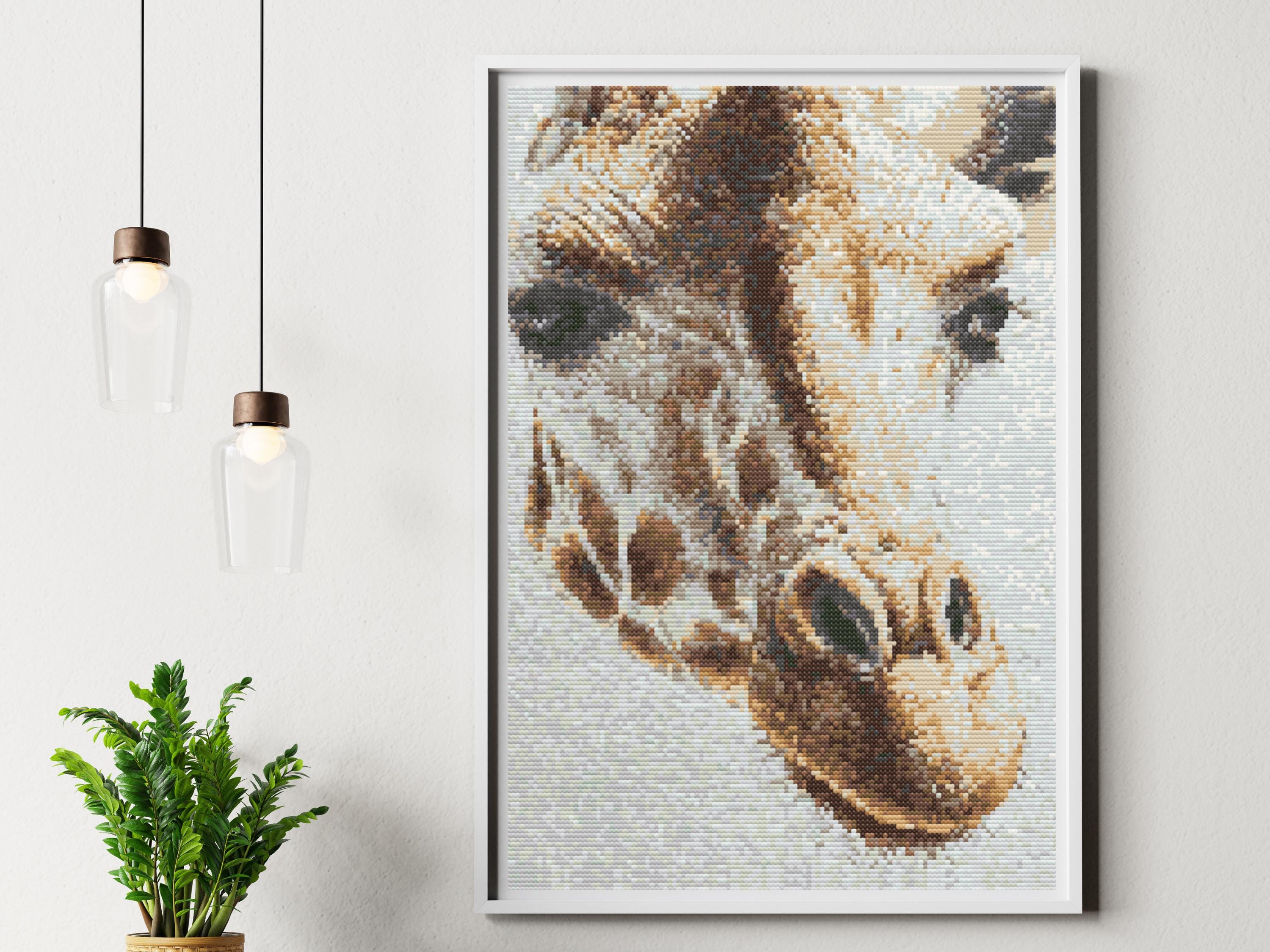 Giraffe Watercolor Safari Portrait Cross Stitch Pattern - South African Wildlife, Counted Cross Stitch, Embroidery PDF Design - Thumbnail 2