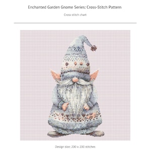 Gnome Cross Stitch Pattern. Counted Cross-stitch Pattern Series 1 of 12 -  Garden Gnome Series