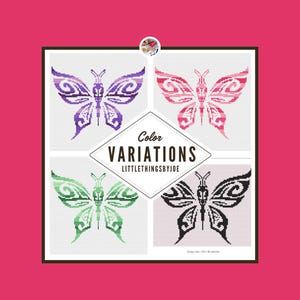 Butterfly Cross Stitch Pattern Designed For Use with Variegated Thread - Color Variations.  Easy Cross Stitch. Counted Cross Stitch Design