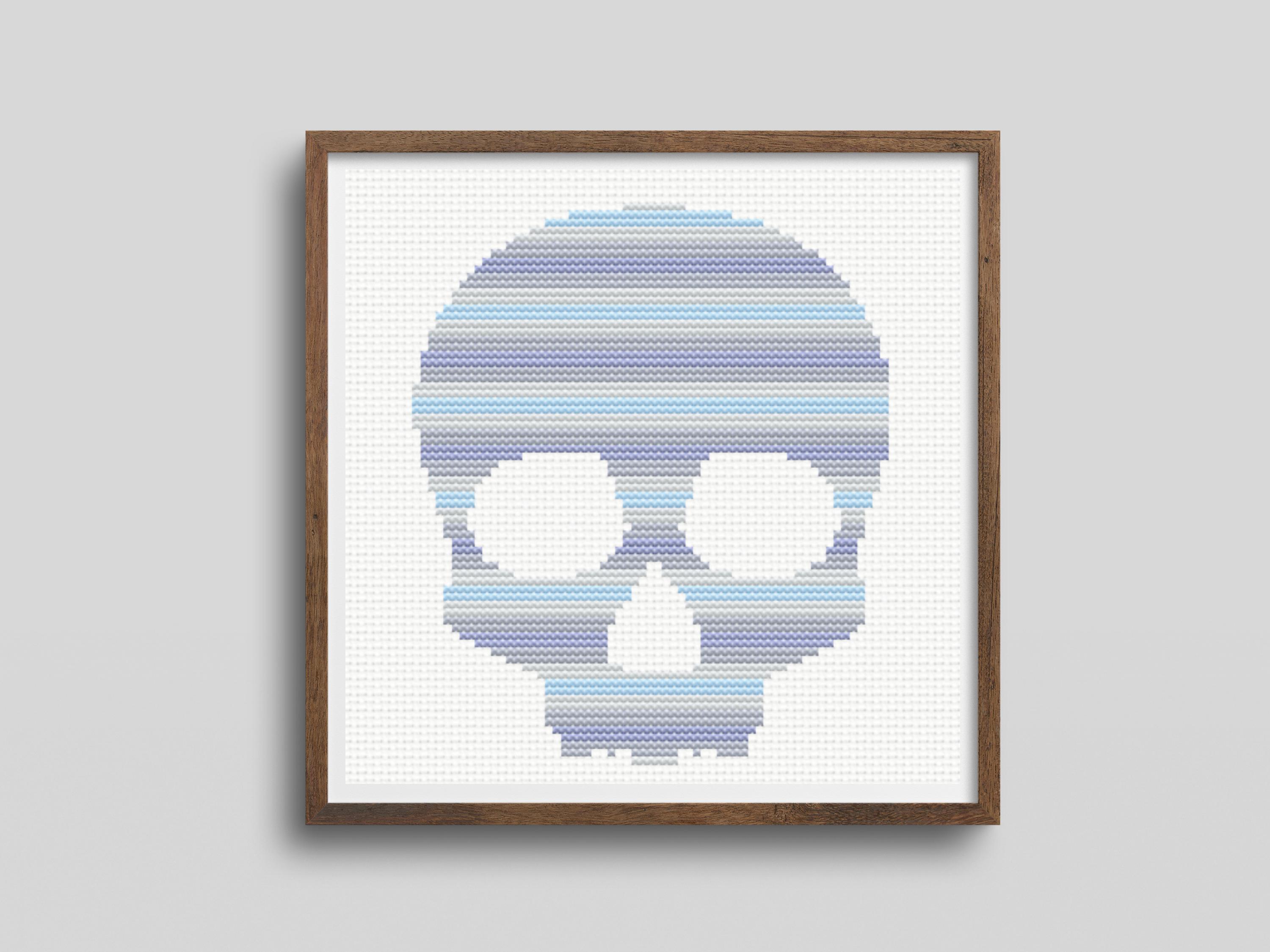 Skull Cross Stitch Pattern Designed For Variegated Thread - Color Variatios.  Easy Cross Stitch. Silhouette Counted Cross Stitch - Thumbnail 3