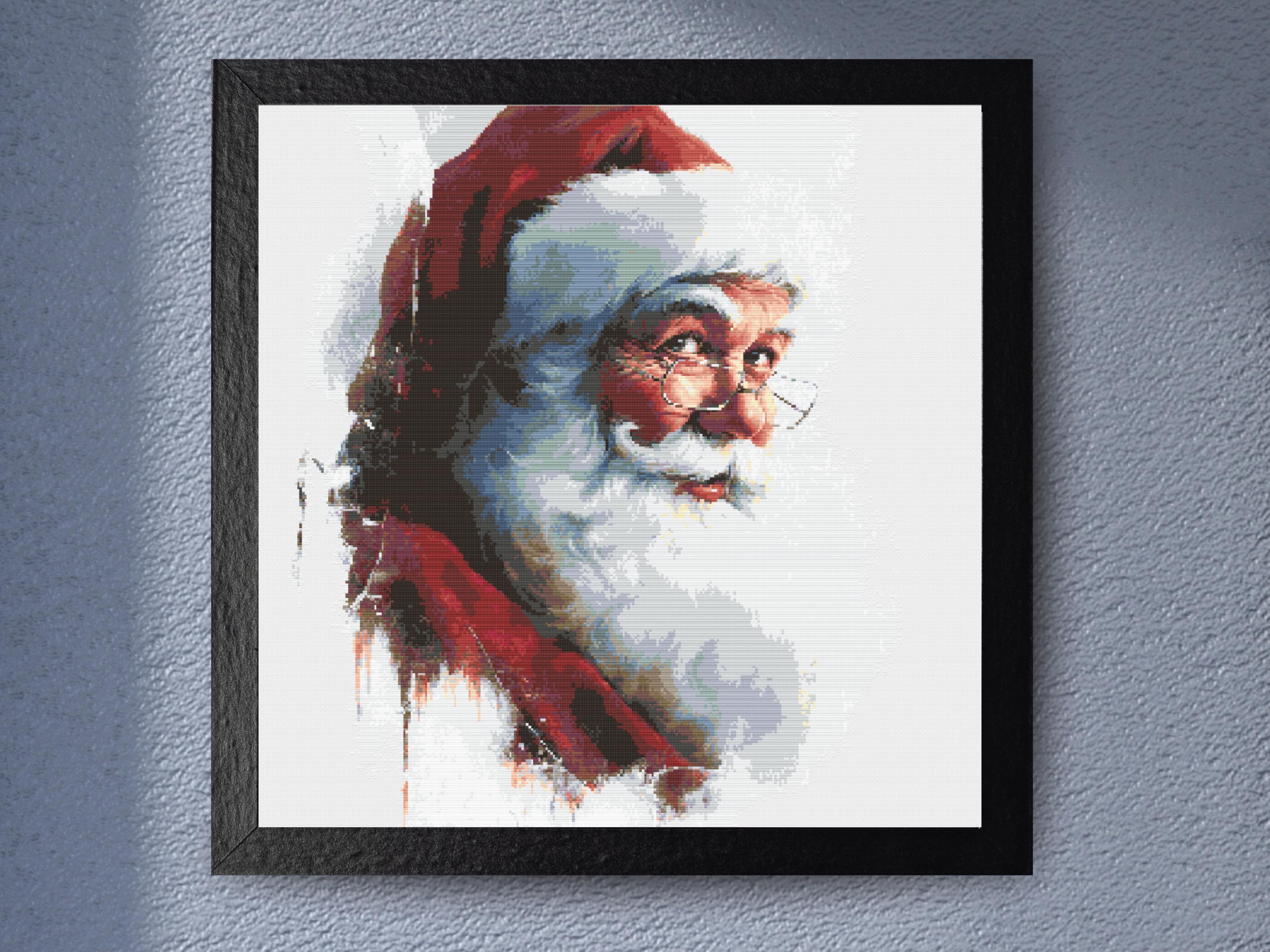 Jolly Santa Claus Cross Stitch Pattern for Christmas - Vintage Inspired Holiday Embroidery Design - Festive DIY Needlework Decor - Image 1