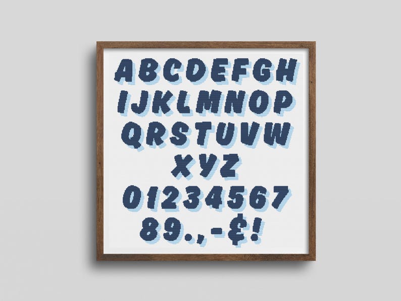Offsey Letters Drop Shadow Alphabet Cross Stitch Pattern – Bold 3D Uppercase Letters ...