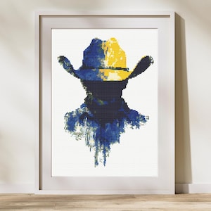 Cowboy Cross Stitch Pattern, Cross Stitch Art. Full Coverage. Large Counted Cross Stitch. Western inspired design for Rodeo enthusiats.