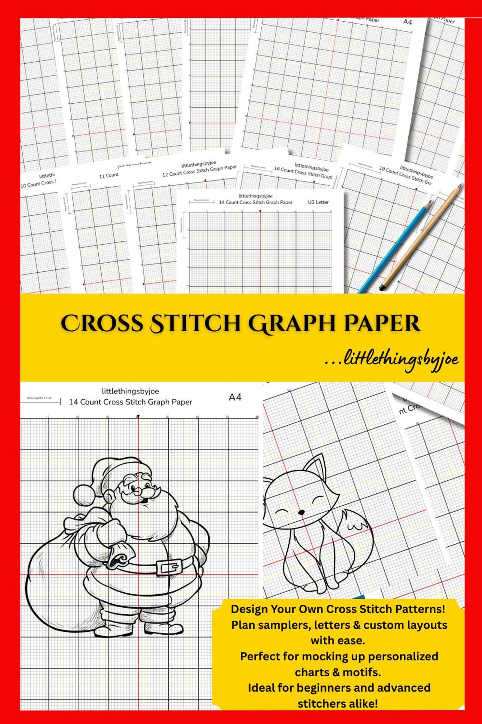 Printable Cross Stitch Graph Paper, Blank Grid Paper for Cross Stitch ...