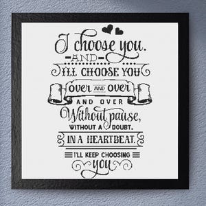 Je vous choisis motif de point de croix citation romantique pour mariages, anniversaires et Saint-Valentin avec typographie dégradé coloré