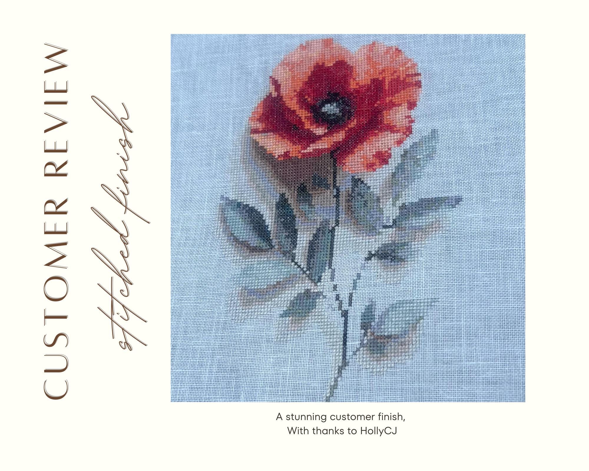 Elegant Red Poppy Cross-Stitch Pattern for Floral Remembrance | Nature-Inspired Stitch Design - Thumbnail 7