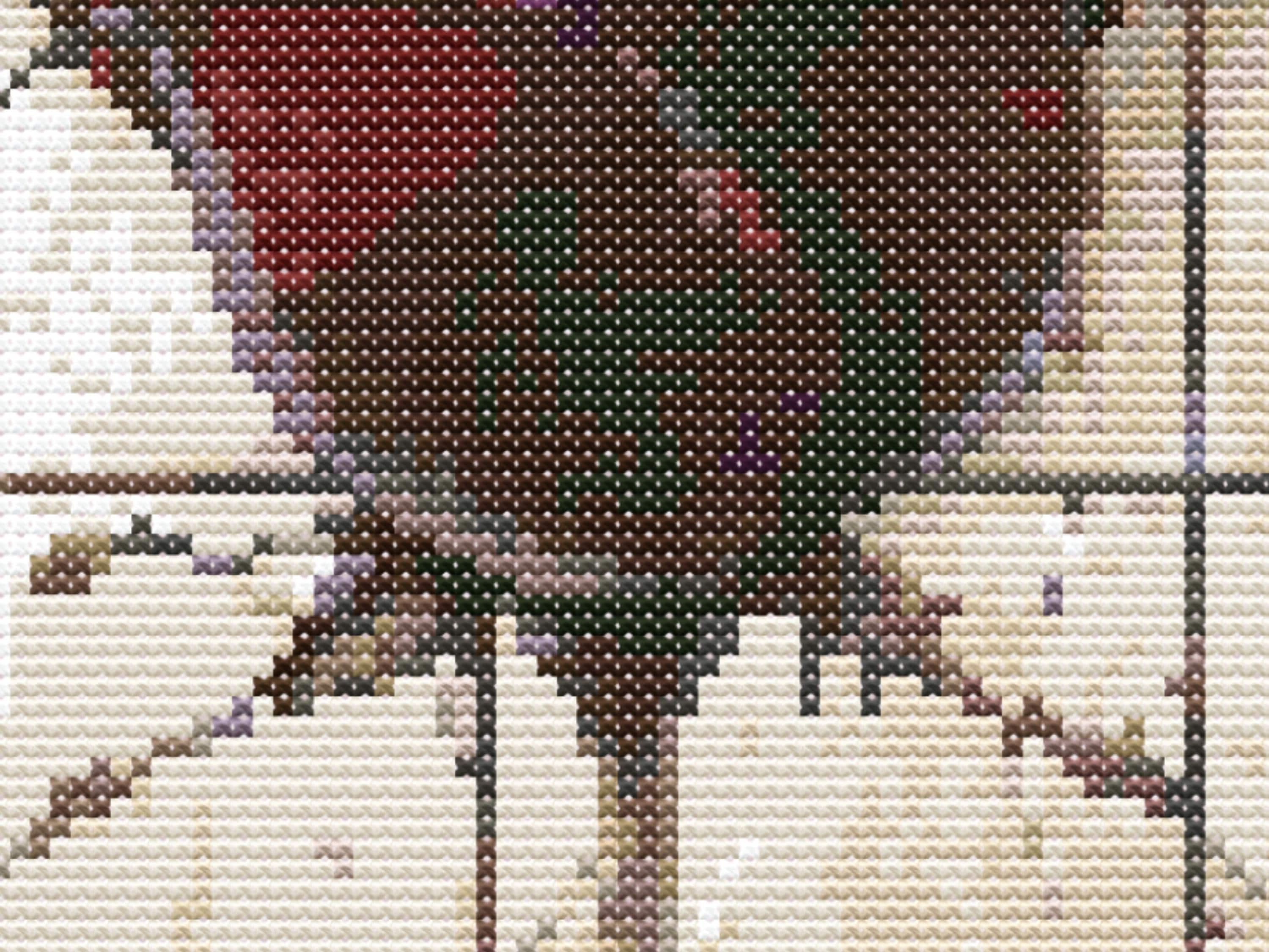 Antique Rose Cross Stitch Pattern - Vintage Floral Needlework Design .  Gothic Rose in a Cathedral Stainglass Window Setting - Thumbnail 5