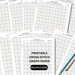 Druckbares Kreuzstich-Maßpapier, leeres Rasterpapier für Kreuzstich 10, 11, 12, 14, 16, 18 und 22 Count. Entwerfen Sie Ihre eigenen Muster