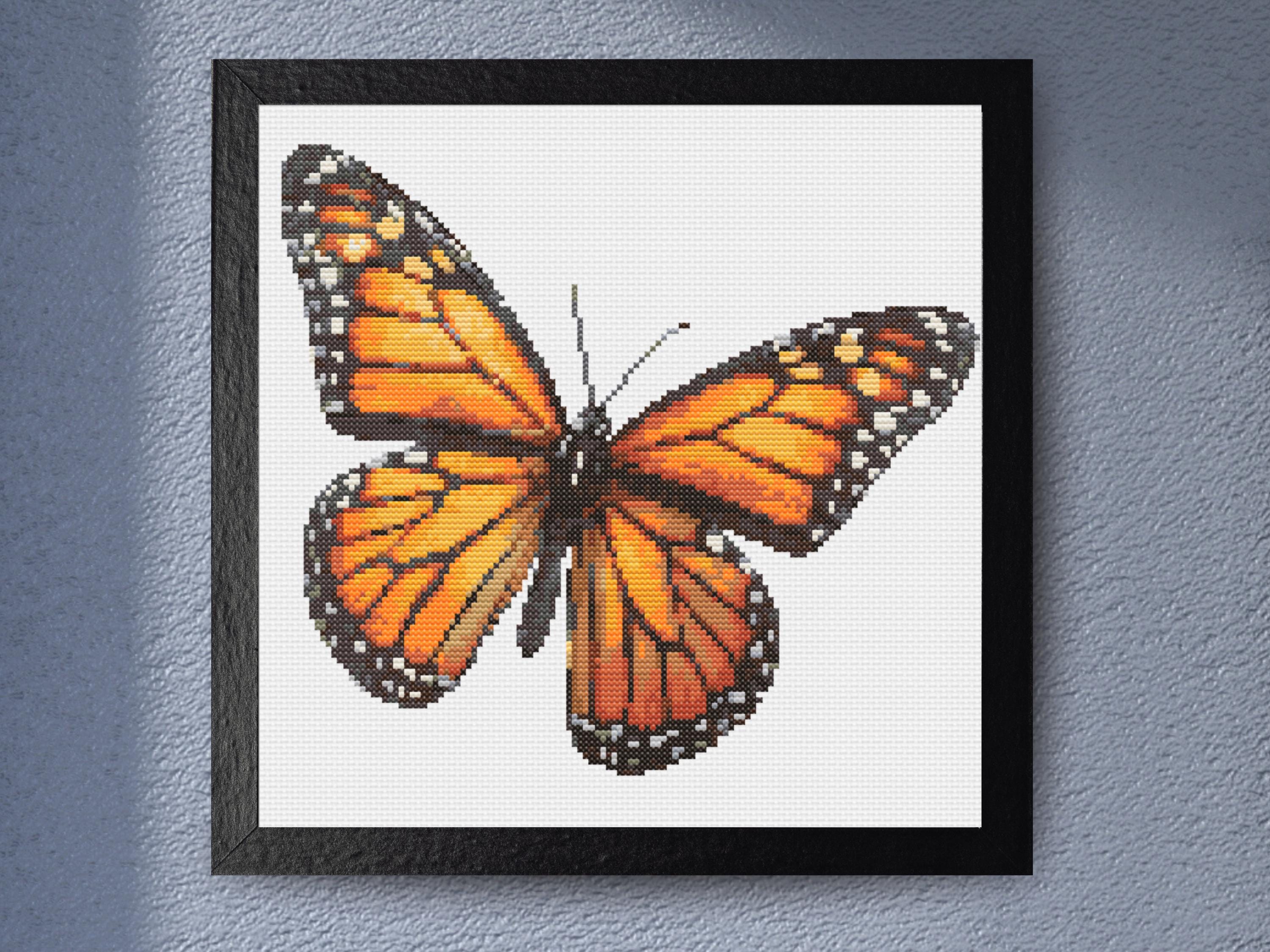 Monarch Butterfly Cross Stitch Pattern Cottagecore Insect Embroidery Design PDF Chart for Counted Cross Stitch Art and Decor - Image 1