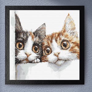 Cat Cross Stitch Pattern - Curious Kittens Cross Stitch – Adorable Cat Lovers Embroidery Design for Cozy Home Decor