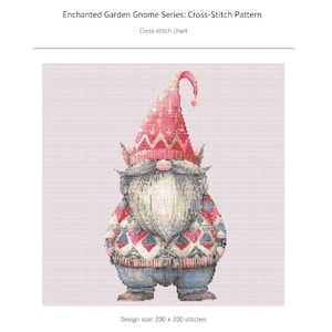 Gnome Cross Stitch Pattern. Counted Cross-stitch Pattern Series 2 of 12 -  Garden Gnome Series