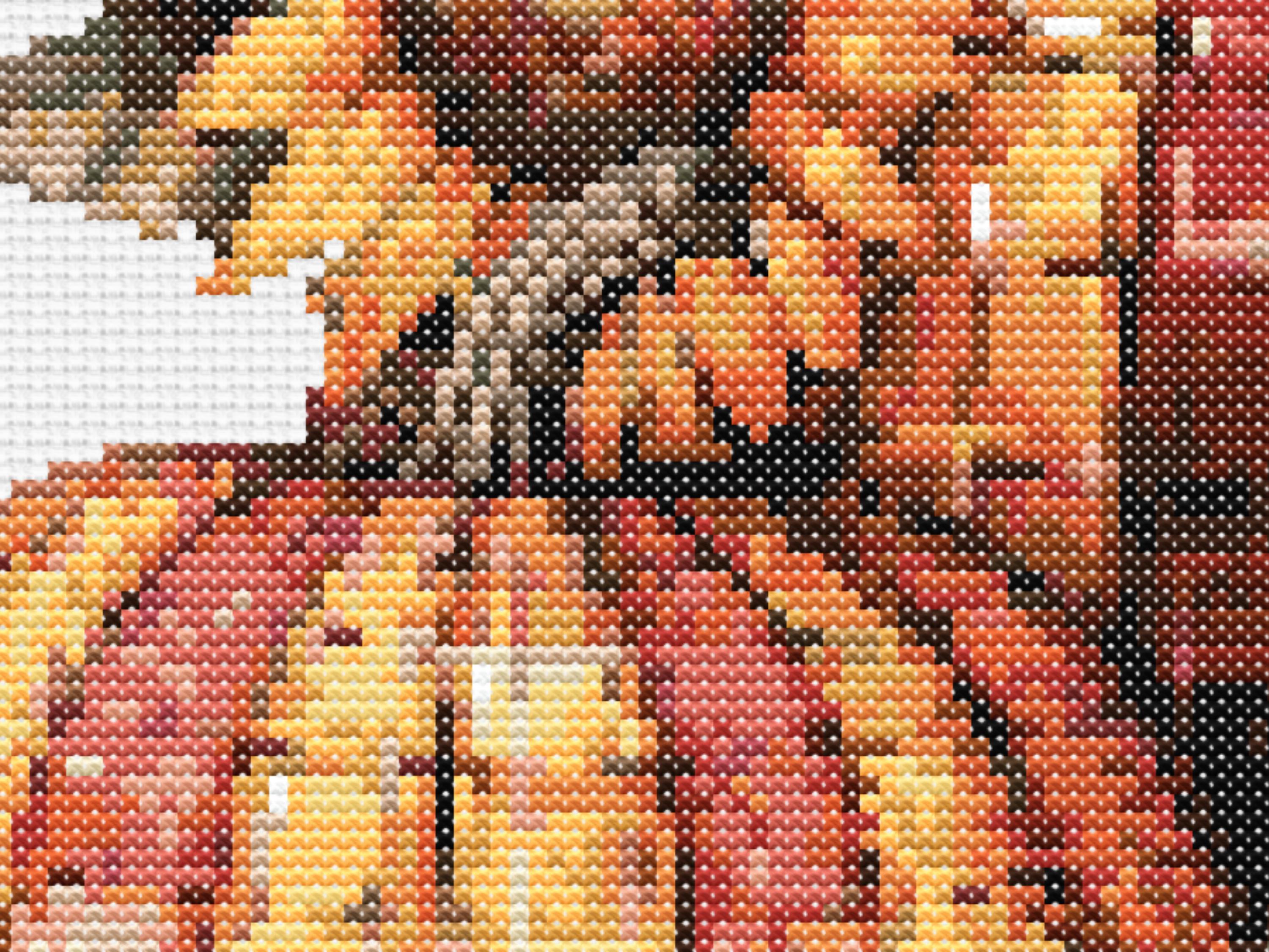 Plaid Pumpkin Cross Stitch Pattern Autumn Fall Embroidery PDF Counted Chart with Sunflowers Halloween Decor Instant Download - Thumbnail 5