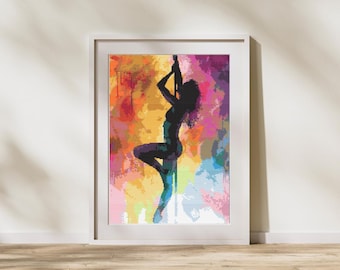 Bailarina de barra vibrante: Patrón de punto de cruz con silueta colorida. 170 x 263 puntos de punto de cruz contados.