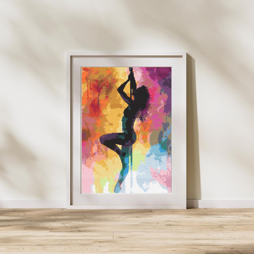 Vibrant Pole Dancer - Colorful Silhouette - Image 1