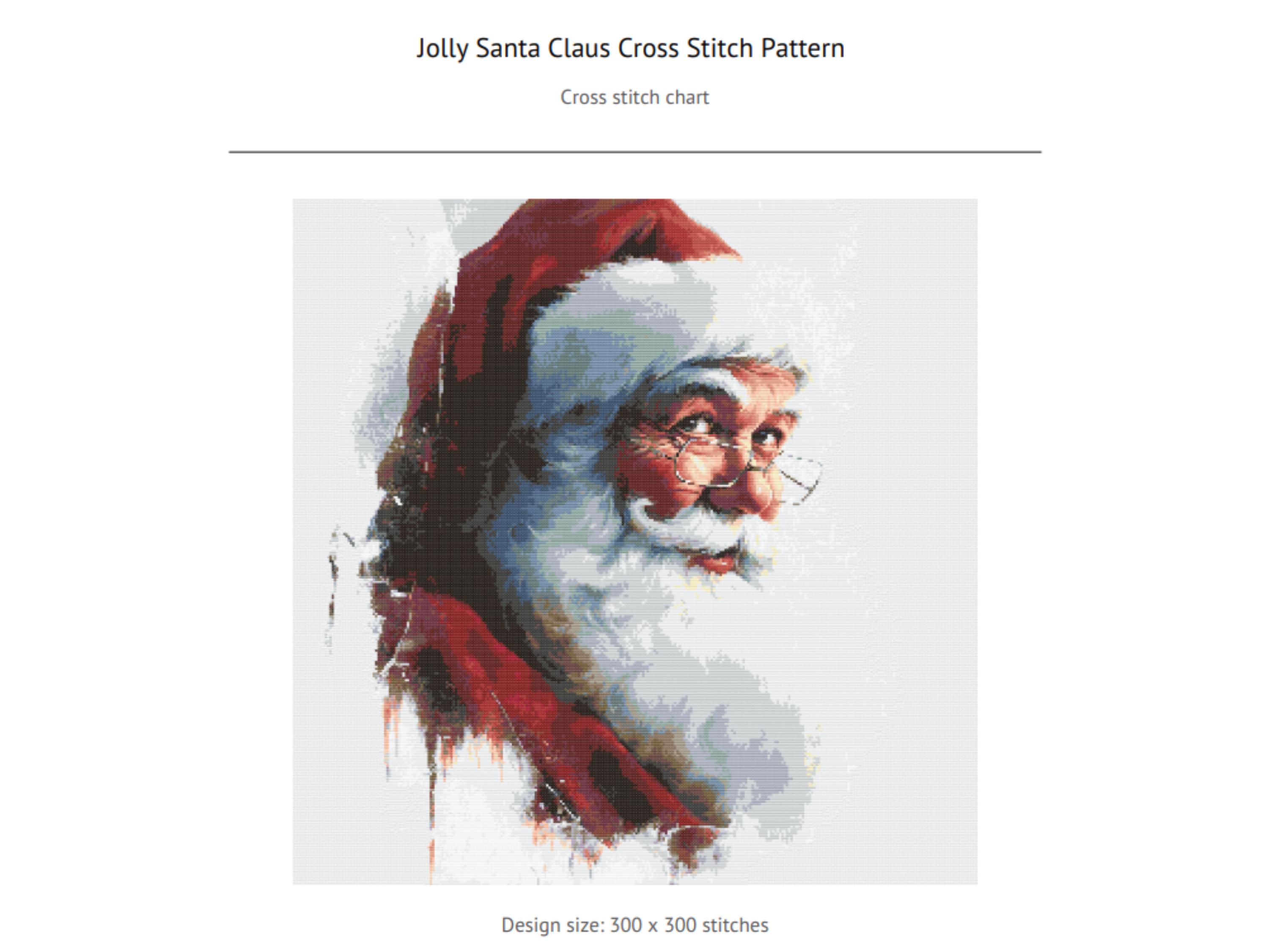 Jolly Santa Claus Cross Stitch Pattern for Christmas - Vintage Inspired Holiday Embroidery Design - Festive DIY Needlework Decor - Thumbnail 4