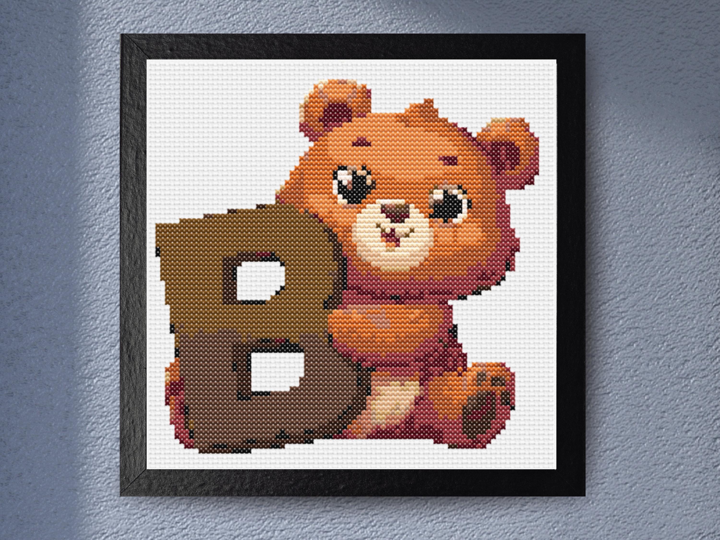 Letter B for Bear - Animal Alphabet Cross Stitch Pattern. - Image 1