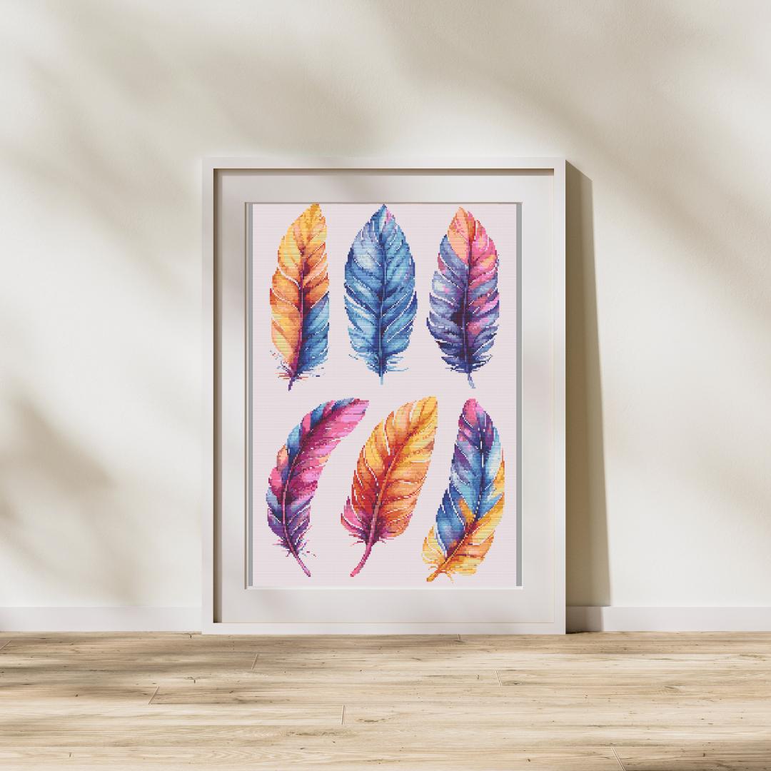 Vibrant Spectrum: Collection of Watercolor Feathers - Image 1