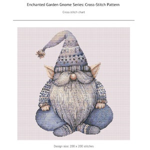 Gnome Cross Stitch Pattern. Counted Cross-stitch Pattern Series 12 of 12 -  Garden Gnome Series