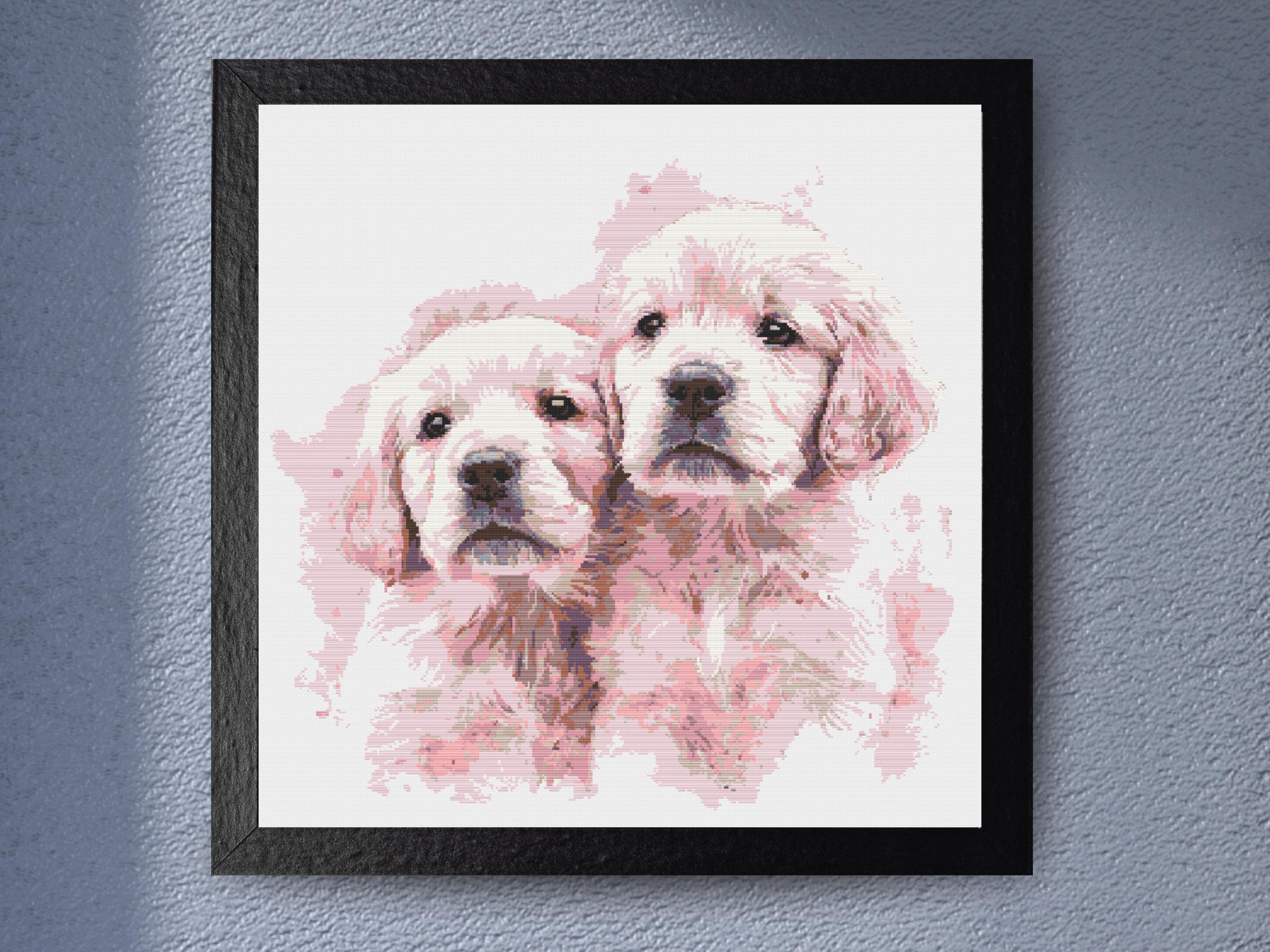Golden Retriever Puppies โ Fluffy Pet Portrait, Cute Dog Lovers Embroidery Design - Image 1