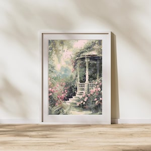 Enchanted Garden Cross Stitch Pattern, Romantic Floral Cross Stitch Pattern, Beautiful Gazebo -  Digital PDF Pattern Counted Cross Stitch