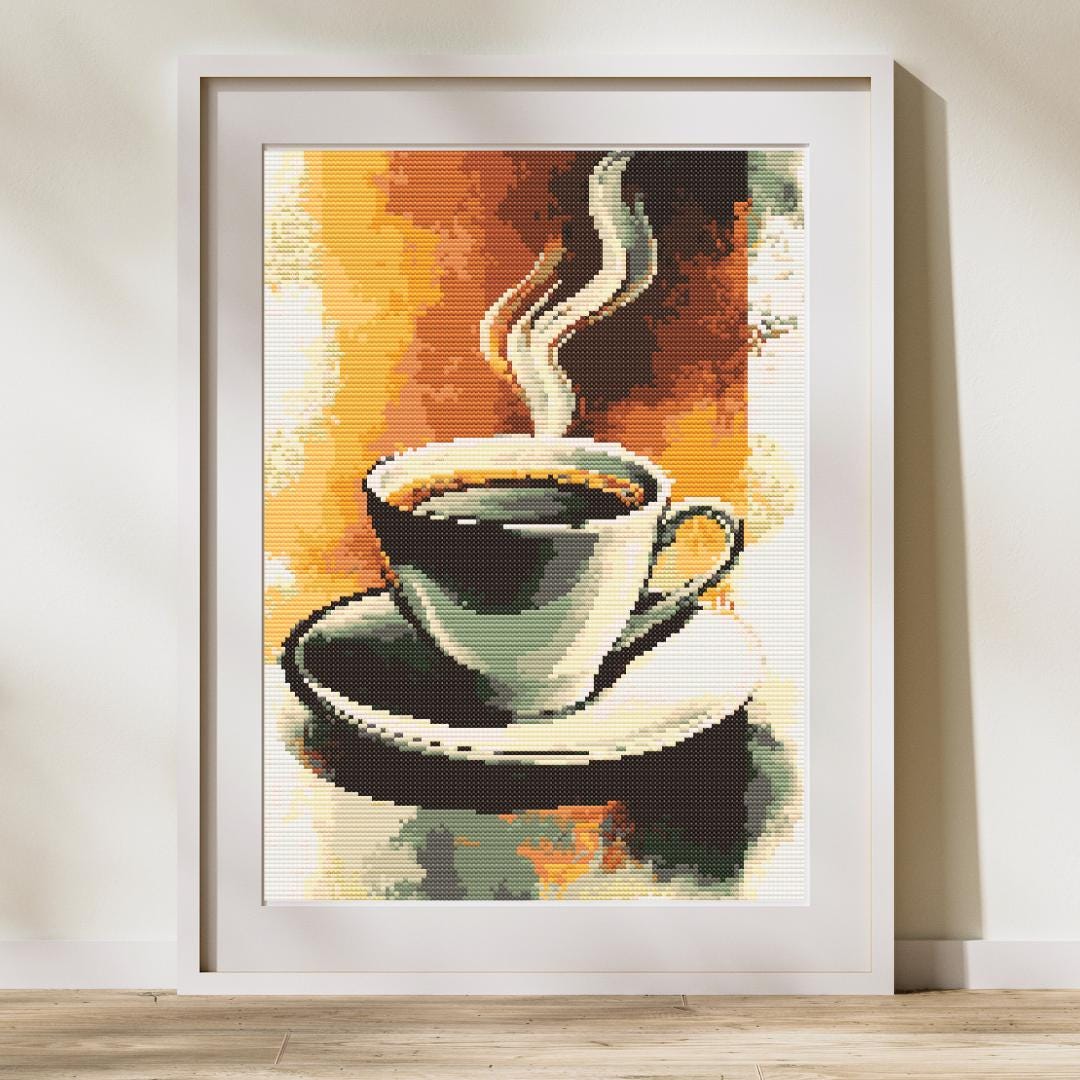 Steaming Cup of Coffee - Cozy, Modern Coffee Art - Image 1