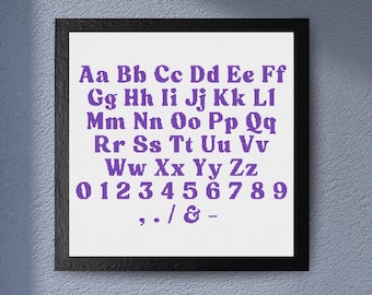 Elegant Alphabet Cross Stitch Pattern – Uppercase, Lowercase, Numbers, Symbols – Classic Font for Wedding Samplers, Quotes & Name Signs