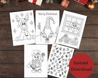 Christmas Coloring Page, PDF Printable, Instant Digital Download