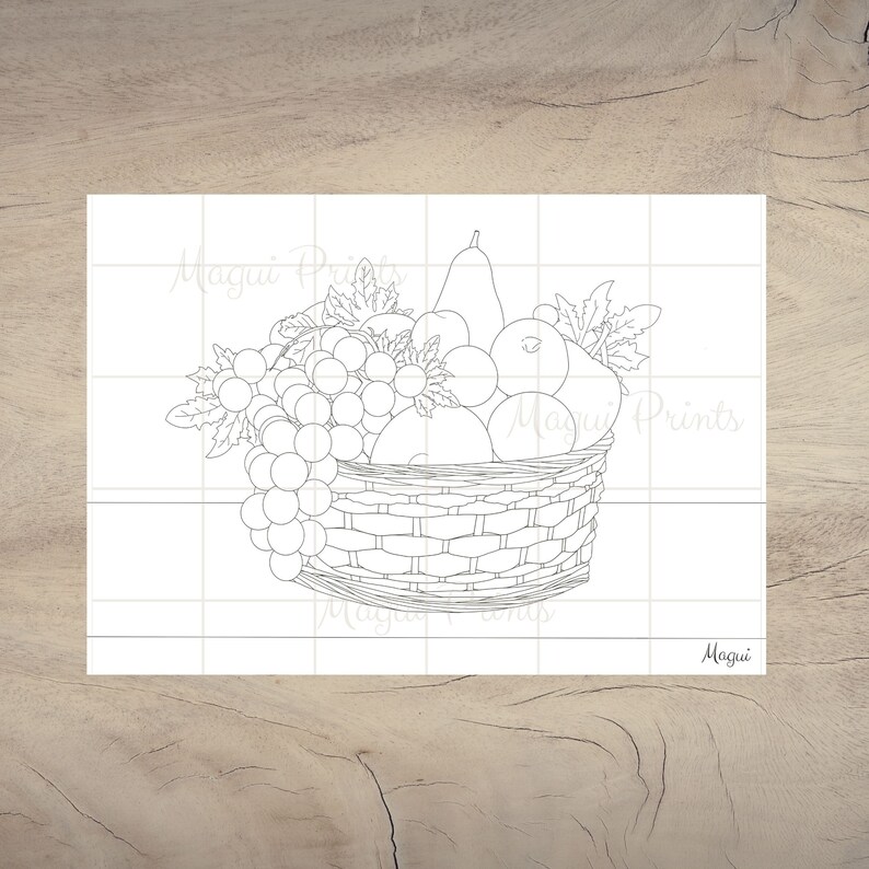 Coloring Sheet Fruit Basket Printable Coloring Pages to Print - Etsy