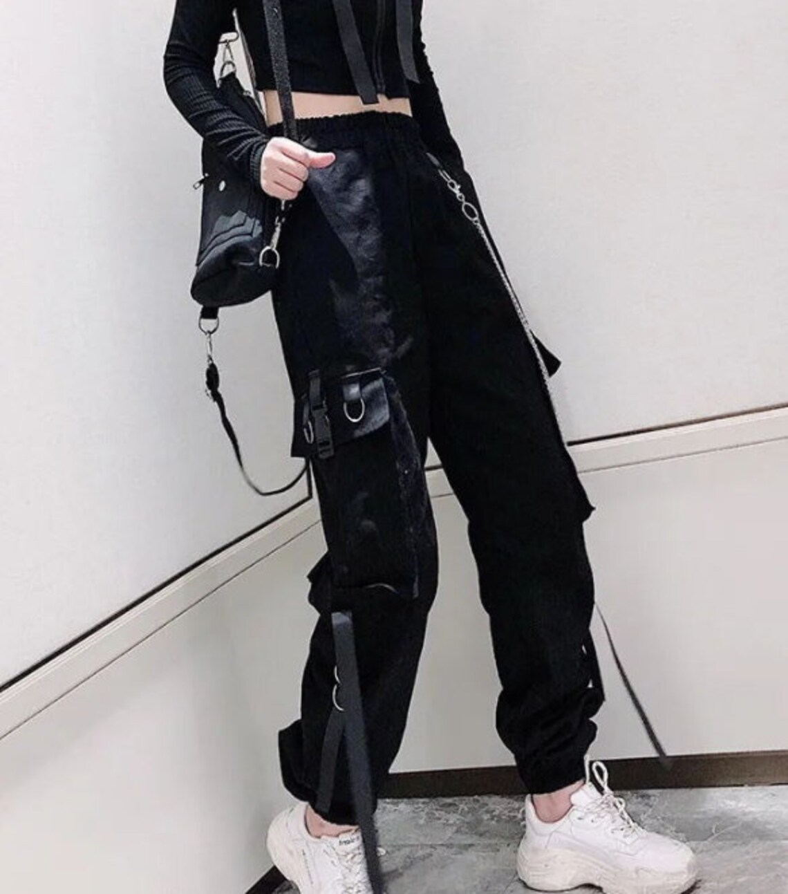 high waist cargo joggers