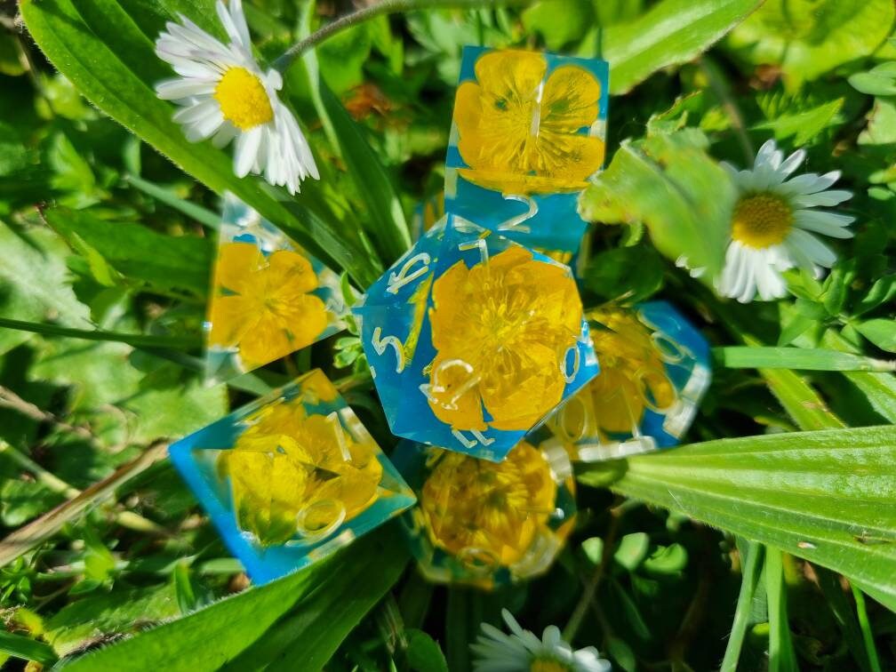 Real FLOWER DICE Real Flowers Handmade Resin 7 Dice Set for Etsy