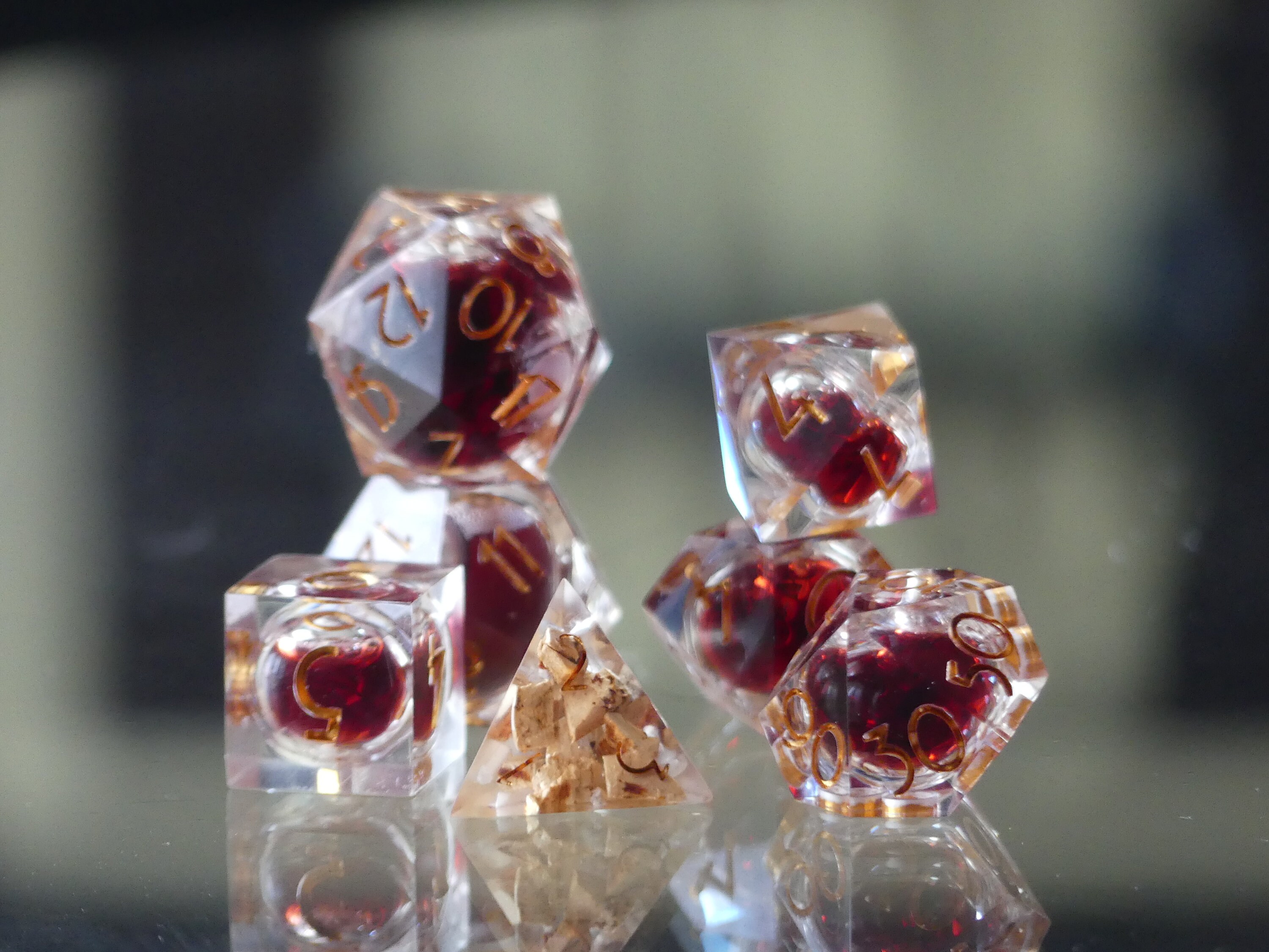 Real RED WINE Dice | Liquid Core, Handmade Resin 7 Dice Set for DnD, …